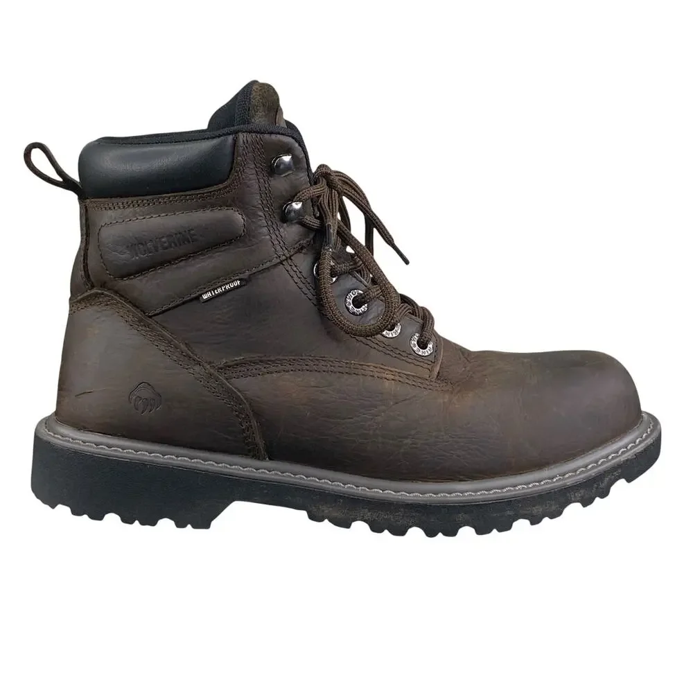 Wolverine Mens Floorhand Brown Leather Steel Toe Work Boot Size US 8